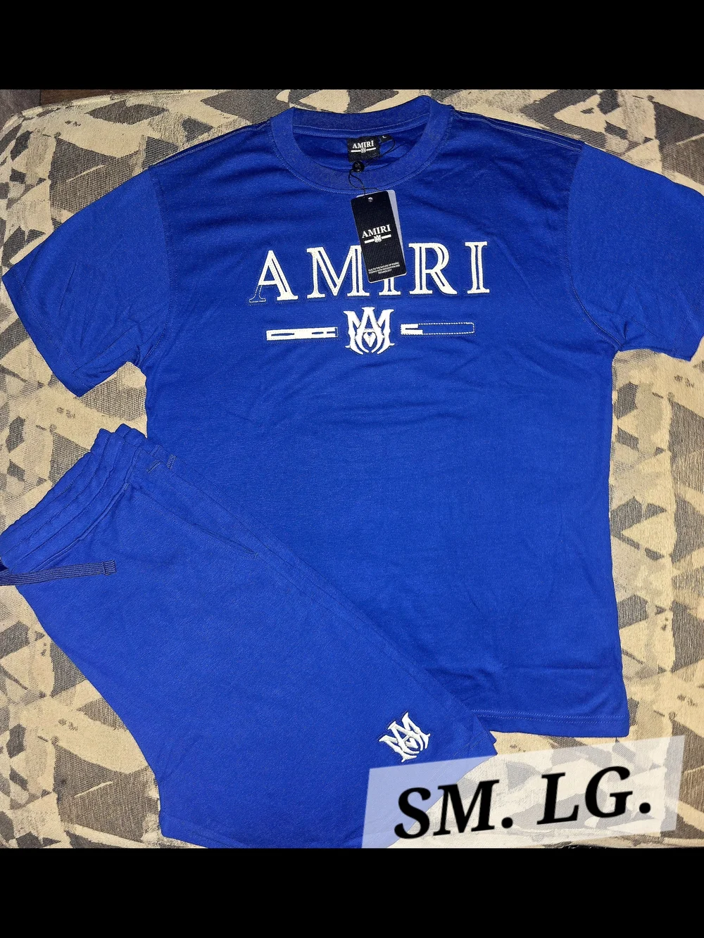 AMIRI Blue Logo Tee and Shorts Set - Picture 1 of 1